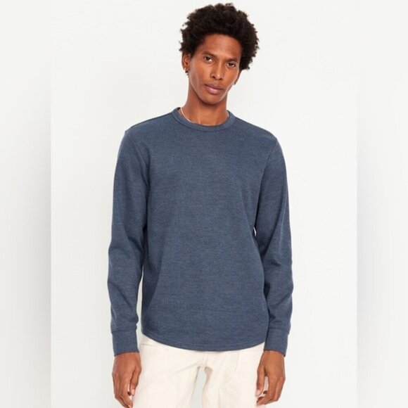 Old Navy Men’s Long Sleeve Crewneck Tee - Size Small - Heather Navy Blue - Picture 1 of 8